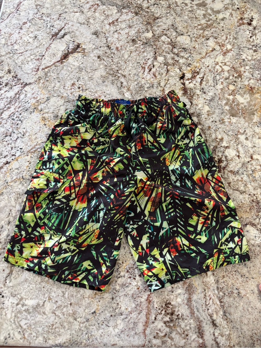 Youth  Green Tropical Print Swim Shorts